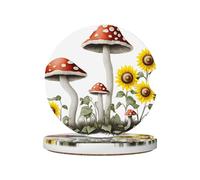 JKDGOJ Sottobicchieri per auto con stampa di girasole sotto i funghi, 2 assorbenti in ceramica antiscivolo, decorazioni per auto
