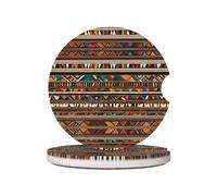 JKDGOJ Sottobicchieri per auto, motivo tribale africano, 2 assorbenti in ceramica antiscivolo, decorazioni per auto