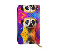 JKDGOJ Spirited Meerkat Prints Portafoglio lungo da donna in pelle con cerniera per carte di credito di grande capacità