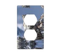 JKDGOJ Stampa leopardo delle nevi sulla montagna Copertura di alimentazione domestica del pannello a parete della presa doppia durevole per prese decorative e interruttori
