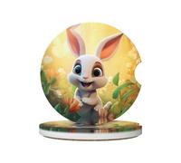 JKDGOJ Surprise Bunny Prints - Sottobicchieri per auto, 2 assorbenti in ceramica antiscivolo, decorazioni per auto