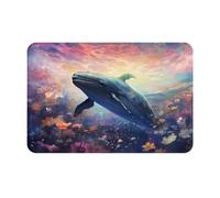 JKDGOJ Tappetino antiscivolo con stampa di fiori che ballano con balene, per interni ed esterni, adatto per ingressi camera da letto e bagno, 40,6 x 61 cm