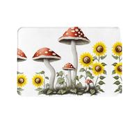 JKDGOJ Tappetino antiscivolo con stampa di girasole sotto i funghi, per interni ed esterni, adatto per ingressi camera da letto e bagno, 40,6 x 61 cm