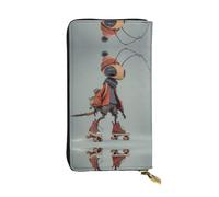 JKDGOJ The Ant on the Skateboard Prints Portafoglio lungo da donna in pelle con cerniera per carte di credito di grande capacità