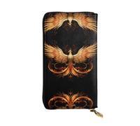 JKDGOJ The Golden Phoenix Prints - Portafoglio lungo da donna in pelle con cerniera per carte di credito di grande capacità