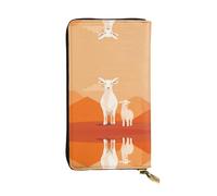 JKDGOJ The Standing Lamb Prints - Portafoglio lungo da donna in pelle con cerniera per carte di credito di grande capacità