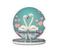 JKDGOJ The Swan in Love Prints, 2 sottobicchieri assorbenti in ceramica antiscivolo, decorazioni per auto