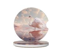 JKDGOJ The White Swan - Sottobicchieri per auto, 2 assorbenti in ceramica antiscivolo, decorazioni per auto