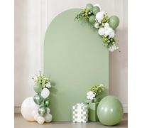 JKDMJF Sfondo ad arco verde salvia da 2,5 m, in spandex, aderente, ad arco, copertura per matrimoni, ricevimenti, feste di compleanno, baby shower, archi decorativi