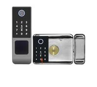 JKDND Smart Fingerprint Door Lock 5-in-1 Unlocking Supports Fingerprint/Passcode/IC Card/Key/App Control Suitable For 20-80mm(Double code (no app))