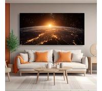 JKEVCBIAX Quadro su tela con cielo stellato - Poster con fulmine all'alba sulla Terra, immagini decorative, dipinti, nebulose, vortici, stampe artistiche per la casa (20x40 cm/senza cornice)