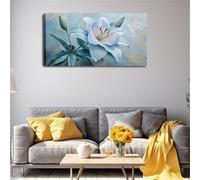 JKEVCBIAX Quadro su tela con petali di giglio azzurro e strisce blu cristallo da sogno, per soggiorno (80x160 cm/senza cornice)