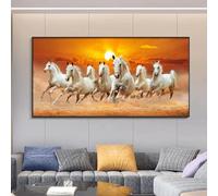 JKEVCBIAX Running WhiteModern Simple Wall Art Horses HD Canvas Printing Poster Home Living Room Bedroom Decoration 55x110cm Senza cornice