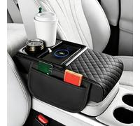 JKGBUK Cuscino per Bracciolo Auto per Citroen Ds7 DS 7 Crossback 2018-2023, con Ricarica Wireless, Scatola Portaoggetti, Tappetino Bracciolo Auto,A-Black
