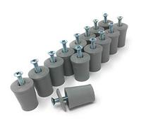 Jkhandel - Tampone d´arresto, stopper per avvolgibili, 30 mm, colore: grigio, con disco e vite, set di 14 pezzi