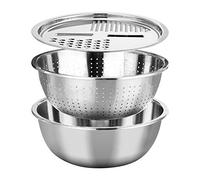 JKHK Kitchen Slicer - 3 in 1 Kitchen Cheese Grater,Multifunctional Stainless Steel Basin Drain Basket Vegetable Cutter,for Vegetables Fruits Salad, Vegetable Chopper, Drain Basket, Container