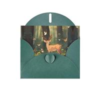 JKIEGOQ Bambi - Biglietto di auguri per Natale, San Valentino, matrimonio, feste, 10,2 x 15,2 cm, colore: verde scuro