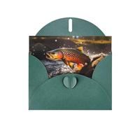 JKIEGOQ Brook - Biglietto di auguri con stampa di pesca a mosca, 10,2 x 15,2 cm, per Natale, San Valentino, matrimonio, festa di invito