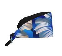 JKIEGOQ Cappello da lavoro traspirante con ibisco blu stampato in velluto di alta qualità in pelle di pesca, regolabile, morbido, versatile