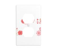 JKIEGOQ Lettere e fiori d'amore stampa doppia presa parete pannello elettrico presa copertura piastra decorazione resistente al calore 11,4 x 7 cm