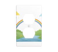 JKIEGOQ Little Ant's Rainbow Bridge stampa doppia presa pannello a parete presa elettrica copertura piastra decorazione resistente al calore 11,4 x 7 cm
