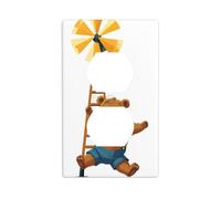 JKIEGOQ Little Bear che gioca con mulino a vento stampa doppia presa pannello da parete elettrica presa copertura piastra decorazione resistente al calore 11,4 x 7 cm