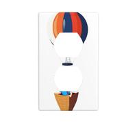 JKIEGOQ Little boy Riding a Hot Air Balloon Stampa Doppia Presa Pannello a Parete Pannello Elettrico Presa di Copertura Piastra Decorazione Resistente Al Calore 11,4 x 7 cm