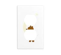 JKIEGOQ Little Brown Bear Hugging The Moon stampa doppia presa pannello elettrico presa elettrica copertura piastra decorazione resistente al calore 11,4 x 7 cm