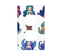 JKIEGOQ Sirena Sisters stampa doppia presa pannello a parete presa elettrica copertura piastra decorazione resistente al calore 11,4 x 7 cm