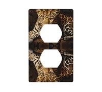 JKIEGOQ Stampa di frammenti di leopardo stampa doppia presa pannello a parete presa elettrica piastra di copertura decorazione resistente al calore 11,4 x 7 cm