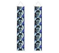 JKIEGOQ Striscione per portico di laurea con immagine di lupo sotto la luna, robusto, durevole, lavabile e riutilizzabile, decorazione per laurea 30,5 x 180 cm