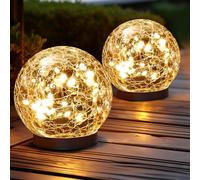 JKIMK Luci solari a globo per esterni, impermeabili, per giardino, sfera di vetro incrinato, sfere solari per esterni, decorazioni per patio e cortile, prato, cortile