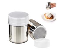 JKITNHJOT Set di 2 spargitore per zucchero a velo, con filtro e coperchio, in acciaio inox, adatto per cacao in polvere, zucchero a velo, farina, polvere di matcha, pepe (2 misure)