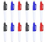JKJF 12 mini pennarelli permanenti con clip per tappi, per scuola, ufficio, cancelleria, attività all'aperto, colore nero, blu, rosso