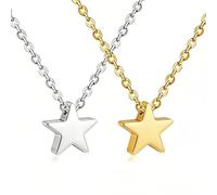 JKJF 2 collane con ciondolo a forma di stella, in acciaio inox, per donne, colore argento e oro