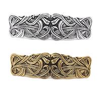 JKJF 2 fermagli per capelli vintage con nodo celtico, in metallo, stile francese, inciso, per donne e ragazze, colore: oro e argento