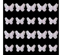 JKJF 20 toppe in pizzo a forma di farfalla, da cucire o applicare con ferro da stiro, a doppio strato, in organza, per fai da te, vestiti, vestiti, cappelli, spose, accessori per capelli, decorazioni