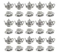 JKJF 30 pezzi teiera charms ciondolo tazza da caffè ciondolo vintage bollitore charms per orecchini fai da te collana bracciale gioielli - argento antico, Zinco Metallo