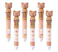 JKJF 6 penne a sfera multicolore 10 in 1 colorate retrattili a forma di orso, penne a sfera con simpatico orso, penna a inchiostro gel per scuola e ufficio, cancelleria da 0,5 mm