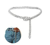 JKJF Catena per cintura in metallo, a singolo strato, stile punk, per donne e ragazze, Argento, one size fits most people