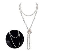 JKJF Collana Lunga di Perle Finte in Stile Anni Venti - Gioielli da Costume Retrò con Perline a Grappolo per Donne - Lunghezza 152,4 cm
