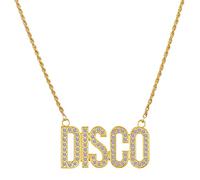 JKJF Disco Sign Collana Hip Hop Catena d'oro Choker Disco Collana con strass 80s 90s Rapper Collana d'oro per gli uomini donne Mottoparty Carnevale Partito Cosplay Accessori