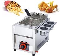 JKJZSALJ Friggitrice Commerciale, Macchina per Friggere A Gas da Banco in Acciaio Inossidabile con Serbatoio Singolo E Doppio E Cestello per Patatine Fritte E Tacchino