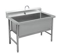 JKJZSALJ Lavello da Cucina Professionale in Acciaio Inox con Rubinetto - Lavello Lbong A 1 Vasca per Bar, Ristoranti E Uso Domestico, 120 X 60 X 80 Cm/47,2 X 23,6 X 31,4 Pollici