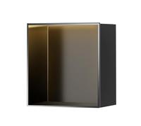 JKJZSALJ Mensola da Incasso per Doccia in Acciaio Inossidabile Nero Opaco, Organizer da Parete per Bagno, Soluzione Elegante E Durevole per Una Gestione Efficiente dello Spazio, 32X32X12,5 Cm