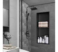 JKJZSALJ Nicchia per Doccia in Acciaio Inox con Luci A LED, Senza Piastrelle, per Doccia/Cucina/Corridoio, Base Inclinata di 90,2° per Lo Scarico, Senza Luce, 70X28 Cm