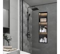 JKJZSALJ Nicchia per Doccia in Acciaio Inox con Luci A LED, Senza Piastrelle, per Doccia/Cucina/Corridoio, Base Inclinata di 90,2° per Lo Scarico, con Luce, 90X28 Cm