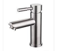 JKJZSALJ Rubinetti per Lavabo in Nichel Spazzolato, Set di Miscelatori Monocomando in Acciaio Inox, Rubinetti per Lavabo A Leva per Bar E Uso Domestico, Design A Un Foro, Stile Moderno, B Basso