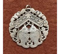 JKJZSALJ Statue Ornamenti Sculture Ciondolo A Forma di Pesci Cavo A Doppia Faccia in Argento Imitazione Antico Rame Bianco Artigianato in Argento Imitazione Ciondolo Ornamenti