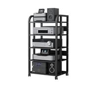 JKJZSALJ Supporto Multimediale Av A 5 Livelli, Ripiano Angolare in Legno, Mobiletto per Componenti, Rack Audio Stereo, Torre Perfetta per Vivere E Giocare, con Ripiano in Legno Regolabile in Altezza.